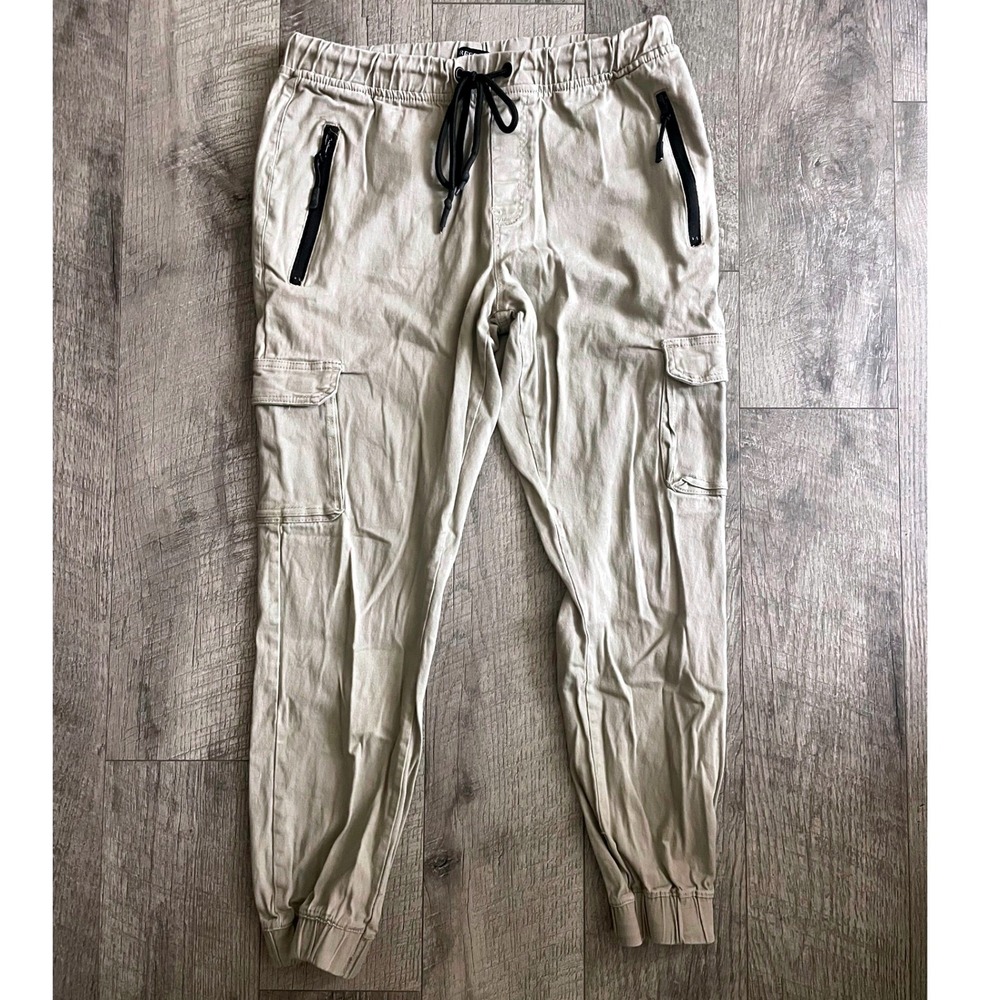Free Planet Kids Boys Khaki Tan Cargo Jogger Pants Size Medium Stretch Twill